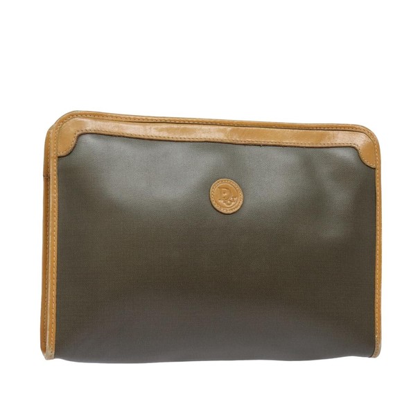 Christian Dior Handbags - Christian Dior Clutch Bag Leather Khaki Auth bs15465